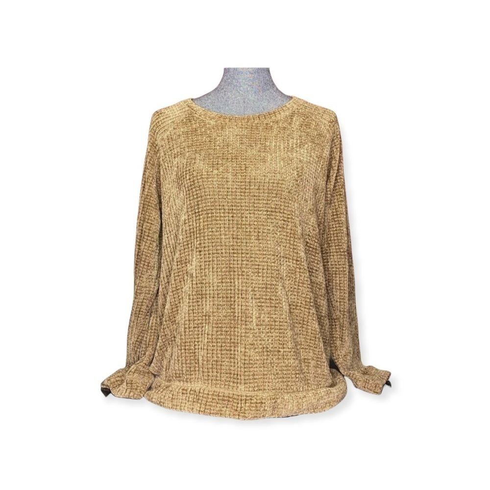 Cotton Bleu tan brown crew neck soft sweater size Small